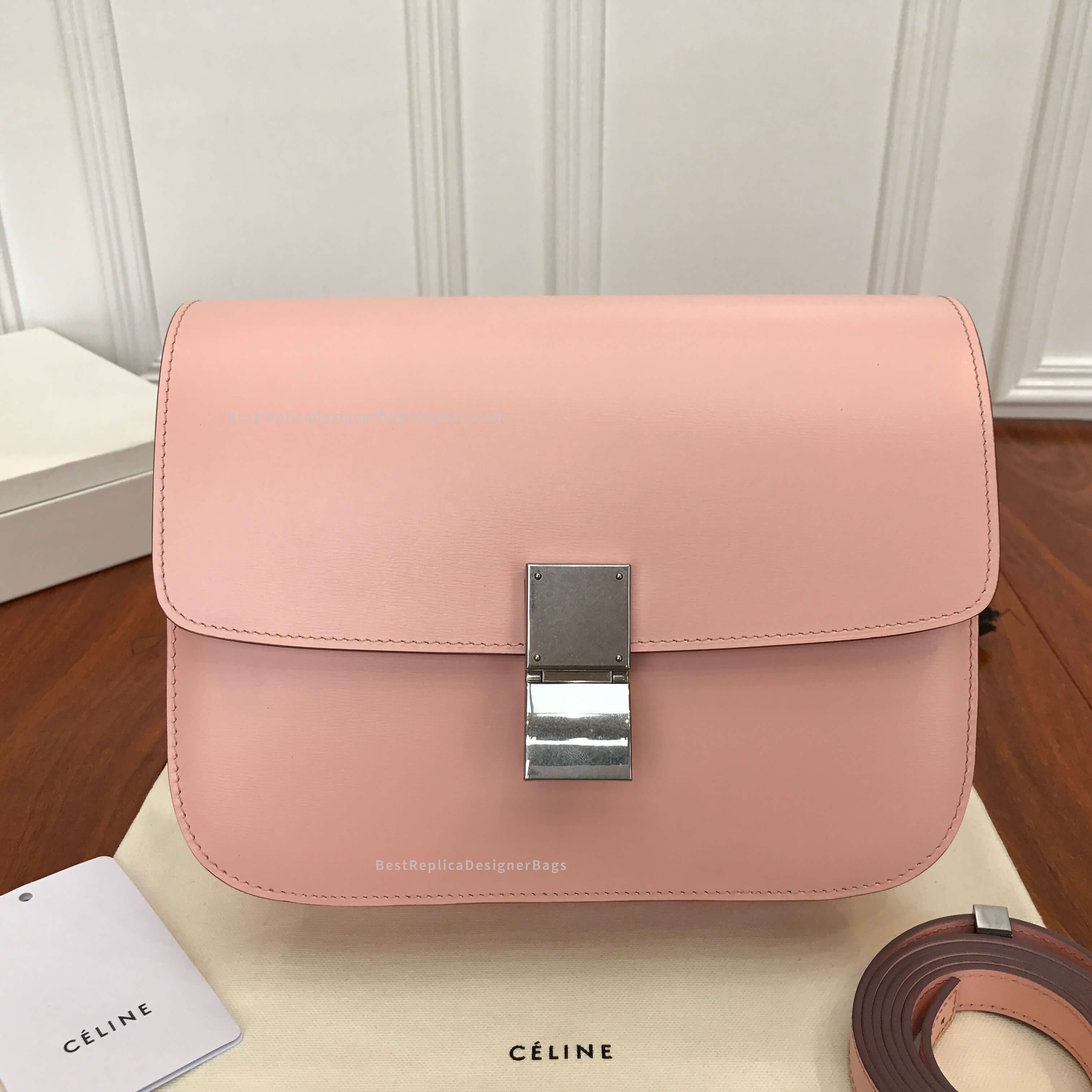 Celine Medium Classic Box Bag Pink Calfskin